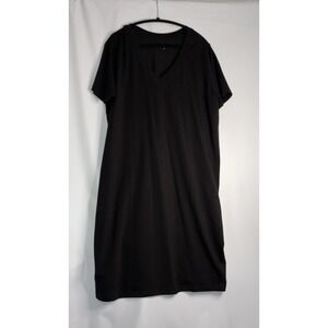 Universal Standard Black Dress Short Sleeve Size Medium Pima Cotton Blend V Neck